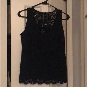 Navy lace tank w/ zipper back